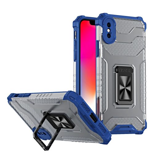 Crystal Ring Case Kickstand Tough Rugged Cover for iPhone XS Max blue