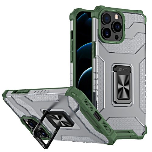 iPhone 11 Pro Ütésálló Tok Armor 2in1 Crystal Ring Gyűrűs Tough Rugged Zöld