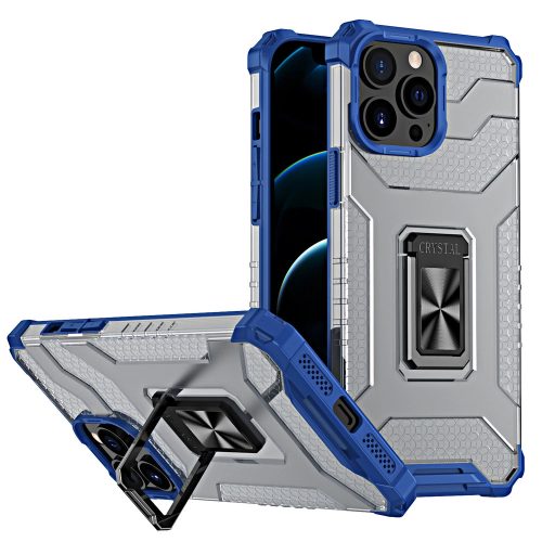 iPhone 13 Pro Ütésálló Tok Armor 2in1 Crystal Ring Gyűrűs Tough Rugged Kék