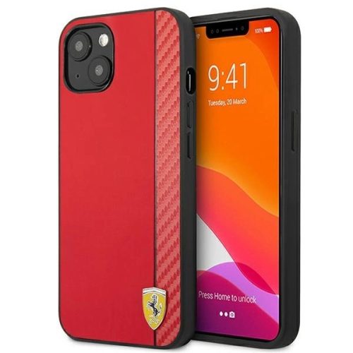 Ferrari FESAXHCP13MRE iPhone 13 6.1" red/red hardcase On Track Carbon Stripe