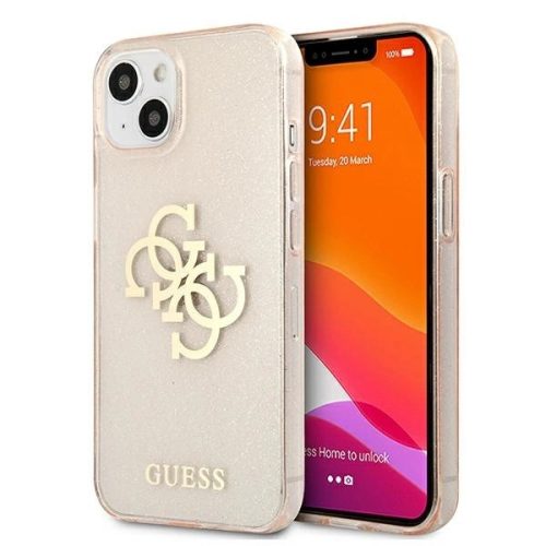 Guess GUHCP13SPCUGL4GGO iPhone 13 mini 5.4" gold/gold hard case Glitter 4G Big Logo