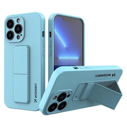 Wozinsky Kickstand Case silicone case with stand for iPhone 13 mini light blue