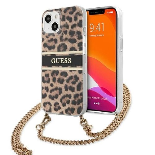 Guess GUHCP13SKBCLE iPhone 13 mini 5.4" Leopard hardcase Gold Strap