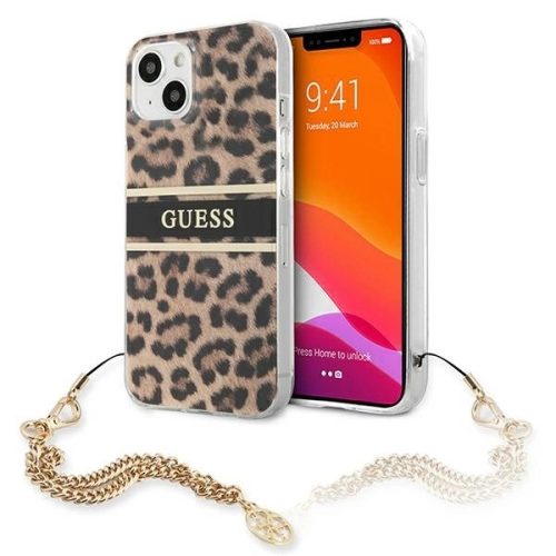 Guess GUHCP13SKBSLEO iPhone 13 mini 5.4" Leopard hardcase Gold Chain