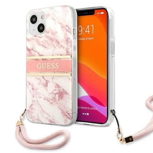 Guess GUHCP13SKMABPI iPhone 13 mini 5.4" pink/pink hardcase Marble Strap Collection