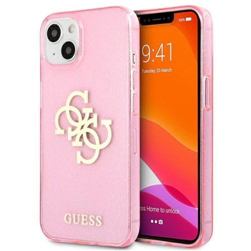 Guess GUHCP13SPCUGL4GPI iPhone 13 mini 5.4" pink/pink hard case Glitter 4G Big Logo