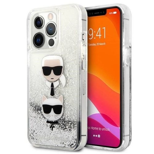 Karl Lagerfeld KLHCP13LKICGLS iPhone 13 Pro / 13 6,1" srebrny/silver hardcase Liquid Glitter Karl&Choupette Head