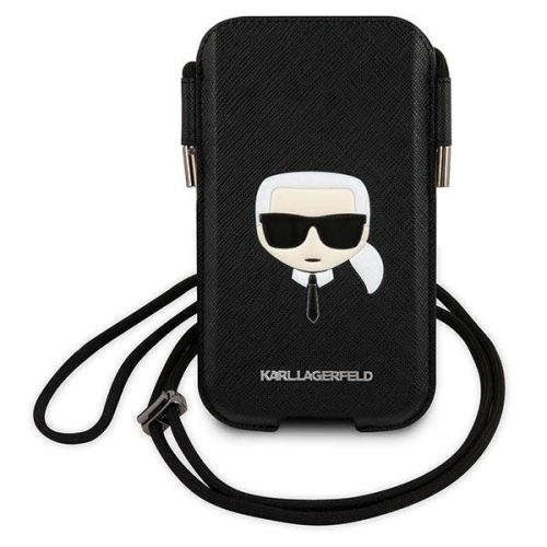 Karl Lagerfeld Torebka KLHCP12MOPHKHK 6,1" czarny/black hardcase Saffiano Ikonik Karl's Head