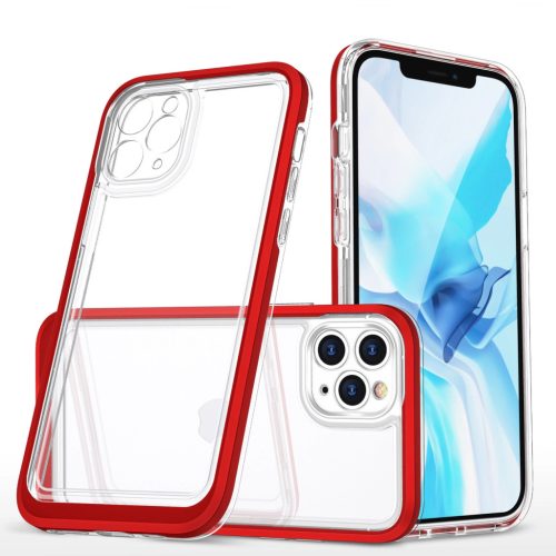 Clear 3in1 case for iPhone 11 Pro frame cover gel red