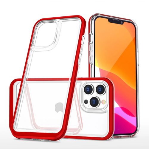 Clear 3in1 Case for iPhone 13 Pro Max Frame Cover Gel Red