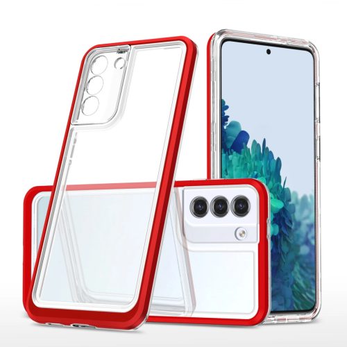 Clear 3in1 Case for Samsung Galaxy S22 Frame Gel Cover Red