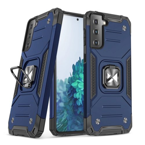 Wozinsky Ring Armor tough hybrid case cover + magnetic holder for Samsung Galaxy S22 blue