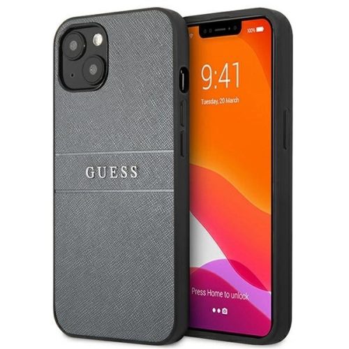 Guess GUHCP13MPSASBGR iPhone 13 6,1" szary/grey Saffiano Strap