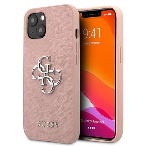 Guess GUHCP13SSA4GSPI iPhone 13 mini 5.4" pink/pink hardcase Saffiano 4G Metal Logo