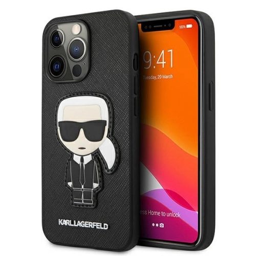 Karl Lagerfeld KLHCP13LOKPK iPhone 13 Pro / 13 6,1" czarny/black hardcase Saffiano Ikonik Karl's Patch