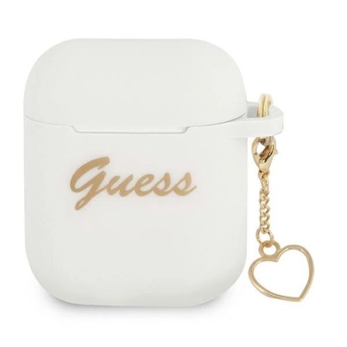 Guess GUA2LSCHSH AirPods 1/2 cover white/white Silicone Charm Heart Collection