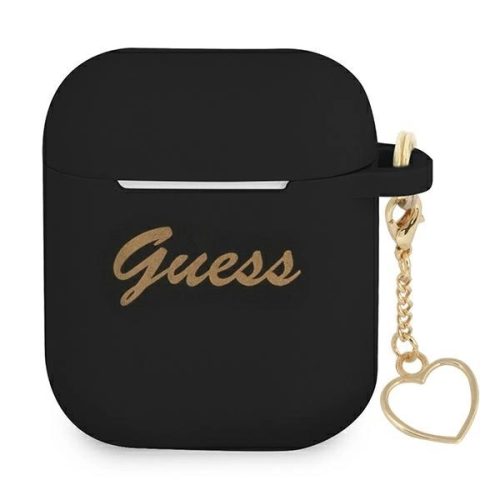 Guess GUA2LSCHSK AirPods 1/2 cover black/black Silicone Charm Heart Collection