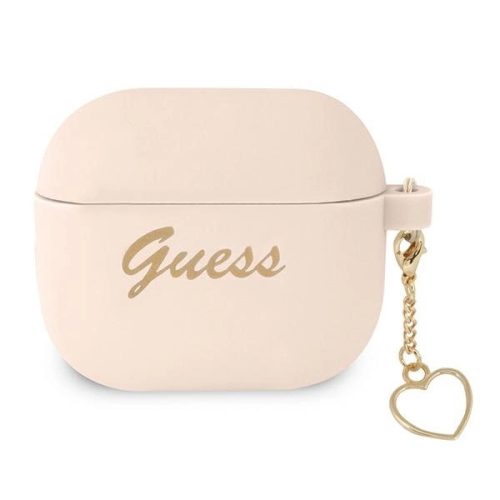 Guess GUA3LSCHSP AirPods 3 cover pink/pink Silicone Charm Heart Collection