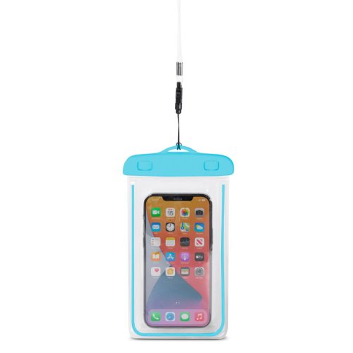 PVC waterproof phone case with lanyard - blue