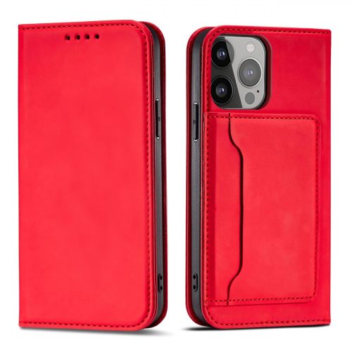 Magnet Card Case for iPhone 13 mini cover card wallet card stand red