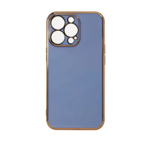 Lighting Color Case for iPhone 13 Pro blue gel cover with gold frame