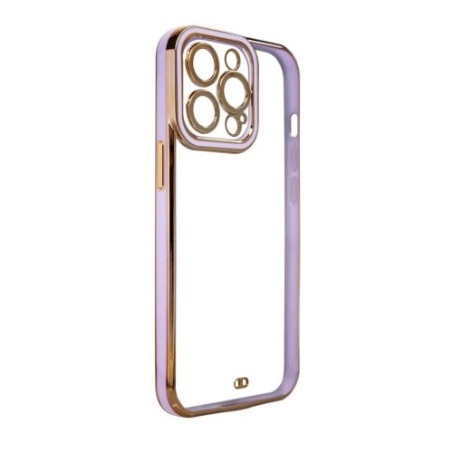 Fashion Case Case for Samsung Galaxy A12 5G Gold Frame Gel Cover Purple