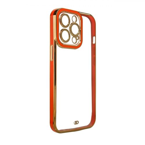 Fashion Case for iPhone 13 Gold Frame Gel Cover Red