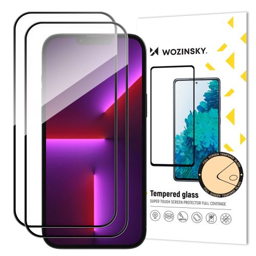 Wozinsky Set of 2x Super Durable Full Glue Tempered Glass Full Screen with Frame Case Friendly iPhone 14 Pro Black