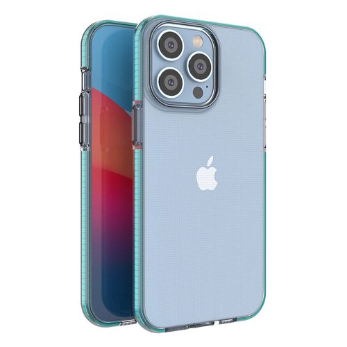 Spring Case for iPhone 14 Pro Max silicone cover with frame light blue