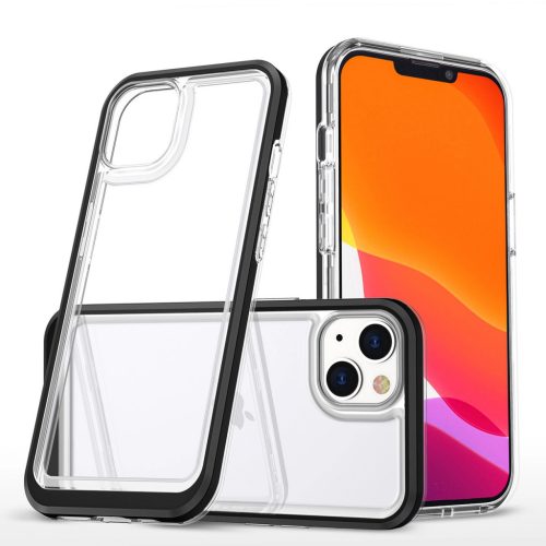 Clear 3in1 case for iPhone 14 silicone cover with frame black