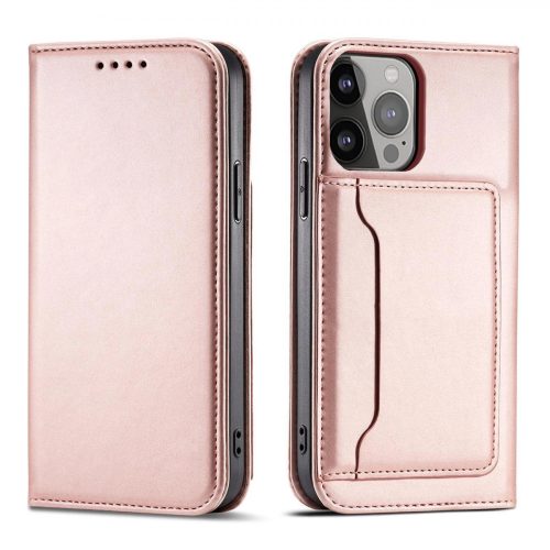 Magnet Card Case case for iPhone 14 flip cover wallet stand pink