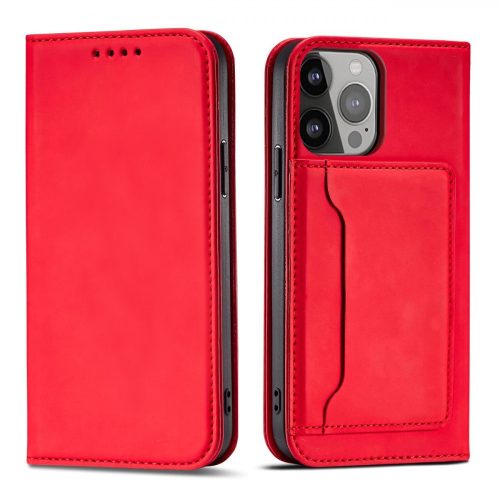 Magnet Card Case case for iPhone 14 Plus flip cover wallet stand red