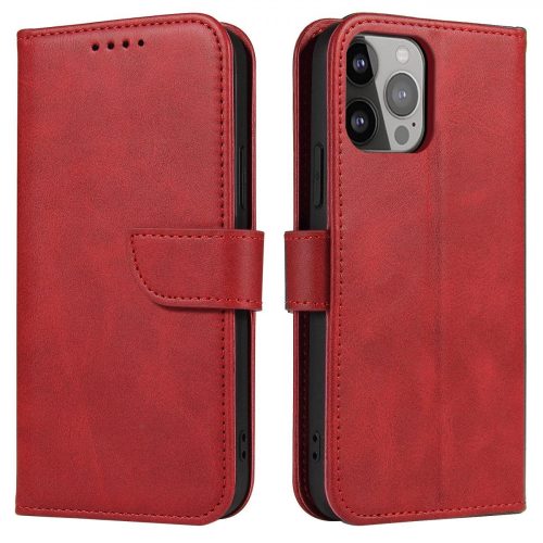 Magnet Case elegant case cover with a flap and stand function for iPhone 14 Max red