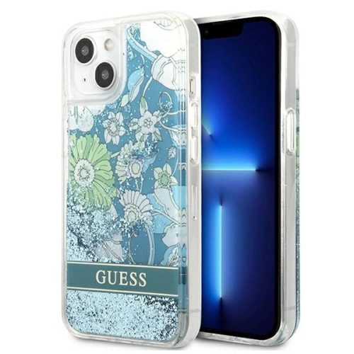 Guess GUHCP13MLFLSN iPhone 13 6.1" green/green hardcase Flower Liquid Glitter