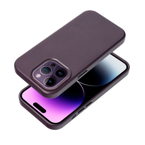 LEATHER MAG COVER case for IPHONE 14 Plus dark violet