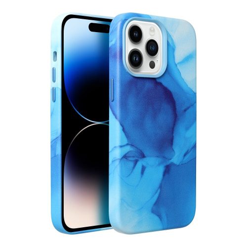 LEATHER MAG COVER case for IPHONE 13 Pro blue splash