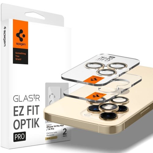 SPIGEN camera protector OPTIK.TR ”EZ FIT” 2-pack for IPHONE 14 Pro / 14 Pro Max gold