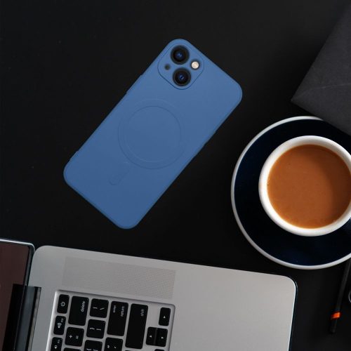 SILICONE MAG COVER case compatible with MagSafe for IPHONE 15 Plus blue