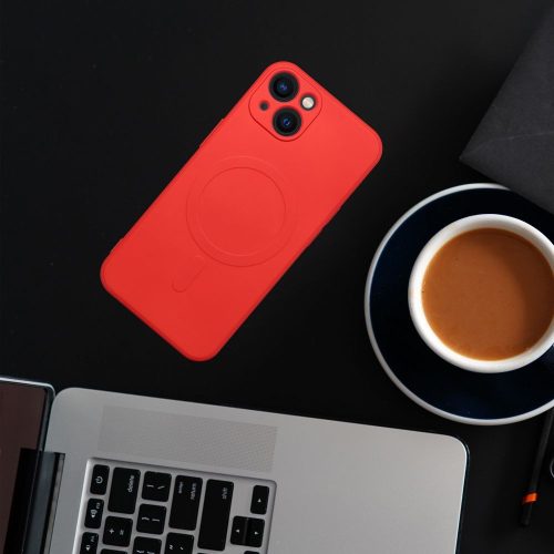 SILICONE MAG COVER case compatible with MagSafe for SAMSUNG S24 Plus red