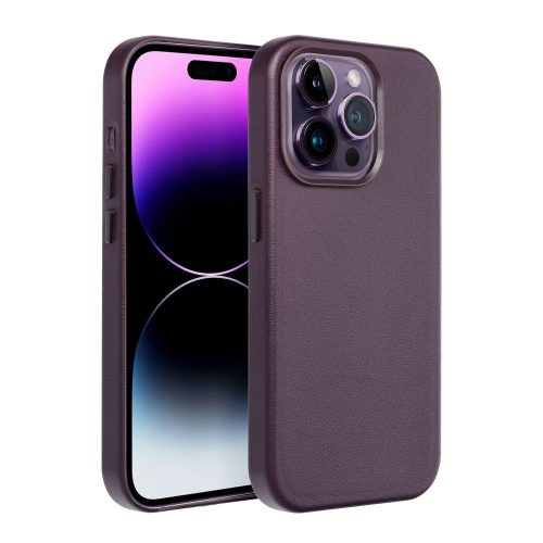 LEATHER MAG COVER case for IPHONE 16 Pro dark violet