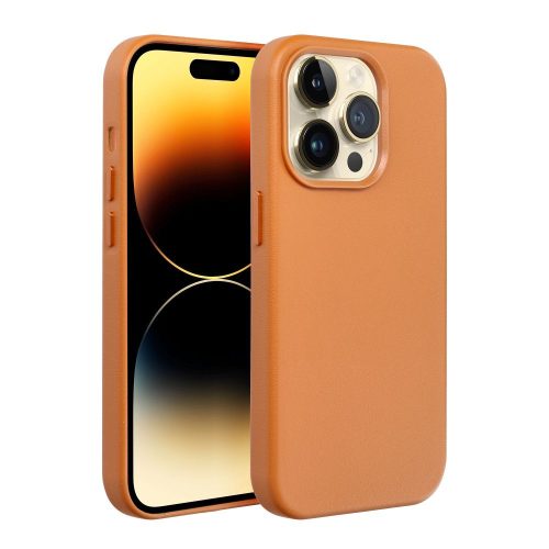 LEATHER MAG COVER case for IPHONE 16 orange