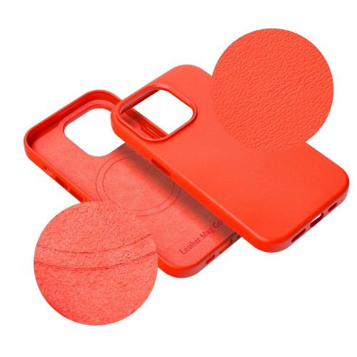 LEATHER MAG COVER case for IPHONE 16 Pro red