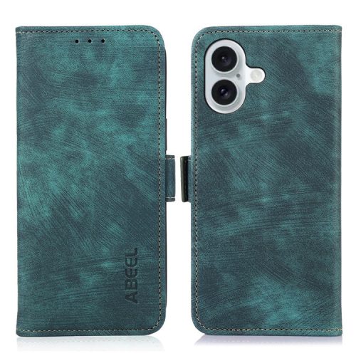 ABEEL For iPhone 16 Case PU Leather Card Slots Stand Retro Phone Cover - Green