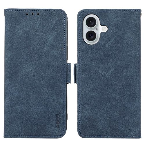 ABEEL For iPhone 16 Leather Case RFID Blocking Card Slots Wallet Phone Cover - Blue