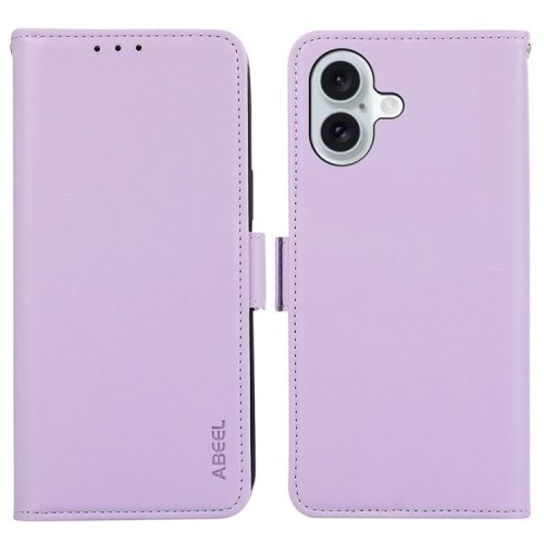 ABEEL For iPhone 16 Stand Case RFID Blocking Leather Wallet Phone Cover - Purple