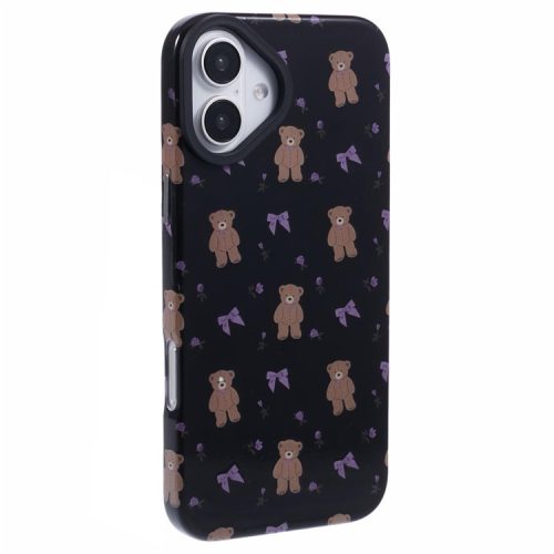 ARU For iPhone 16 Case Cartoon Pattern PC+TPU Noctilucent Phone Cover - Bears