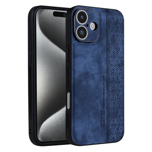 AZNS For iPhone 16 Case Protective PU Leather Covered TPU Phone Shell - Blue