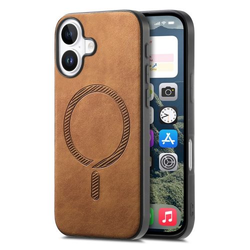 B1 For iPhone 16 Leather Back Case Compatible with MagSafe Skin-Touch Phone Cover - Brown