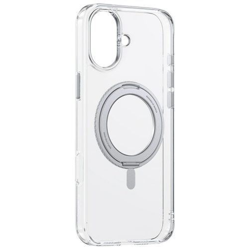 BASEUS Smart Ring Series For iPhone 16 Compatible with MagSafe Phone Case TPU+PC Kickstand Cover - Transparent