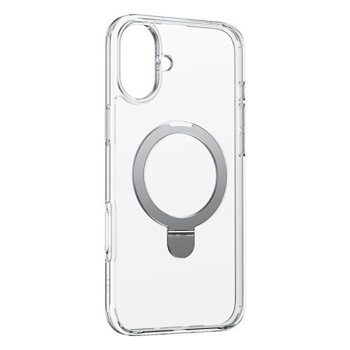 BASEUS Smart Ring Series For iPhone 16 Kickstand Case PC+TPU Phone Cover Compatible with MagSafe - Transparent